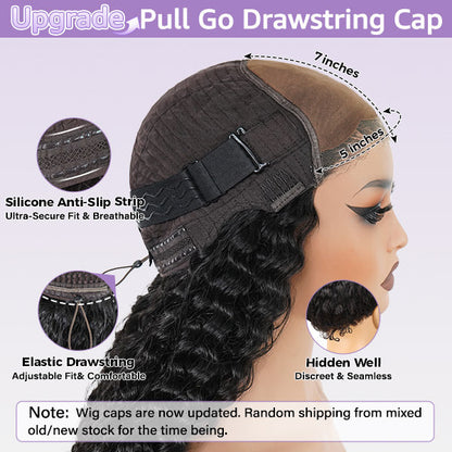 Water Wave Wear Go Wig Pre-cut 7x5 HD Lace Bleached Knots Wig With Pre-plucked Hairline