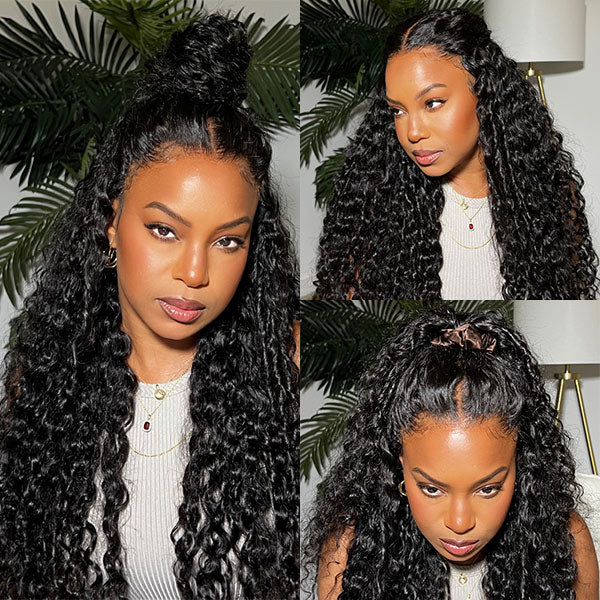 Water Wave Wear Go Wig Pre-cut 7x5 HD Lace Bleached Knots Wig With Pre-plucked Hairline