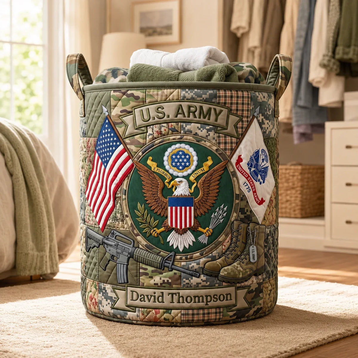 Personalized Military Laundry Basket