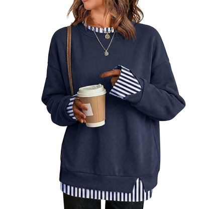 Women's Fake Two Piece Layered Sweatshirt