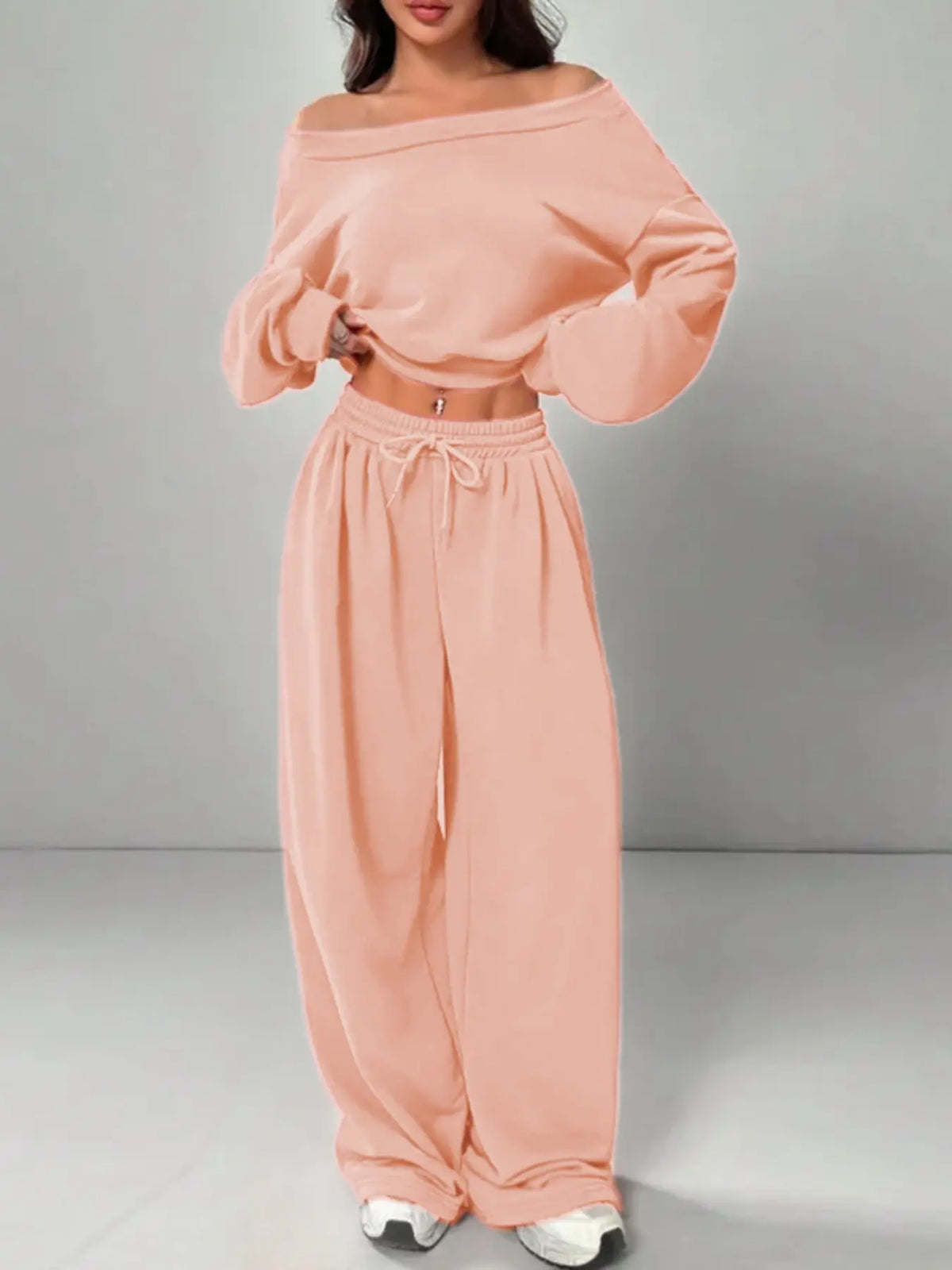 Women's Asymmetrical Shoulder Casual Set