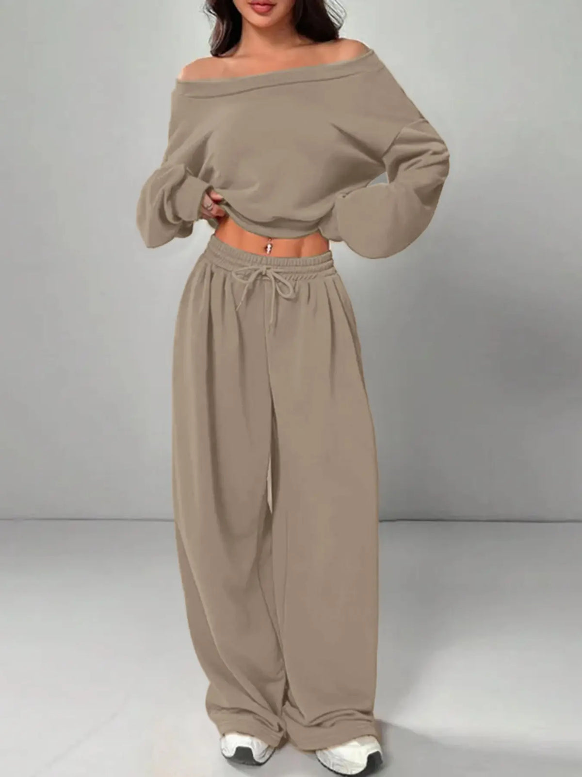 Women's Asymmetrical Shoulder Casual Set