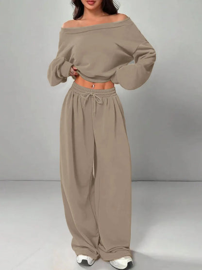 Women's Asymmetrical Shoulder Casual Set