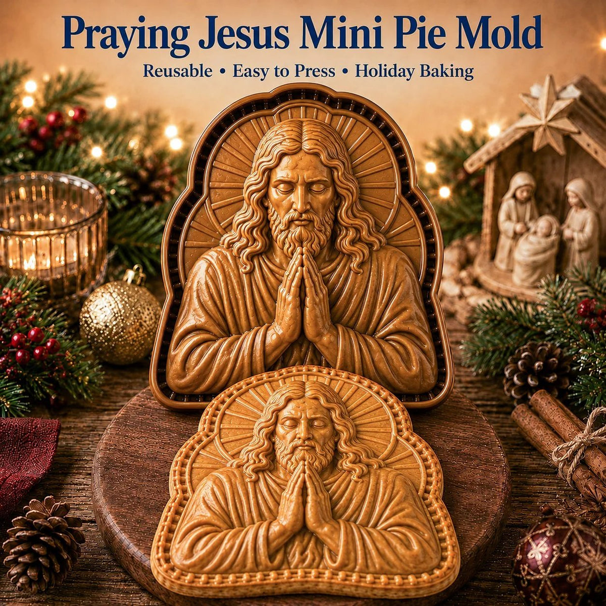 🔥LAST DAY 50% OFF - ✝️ Faith & Nativity Christmas Mini Pie Mold Collection