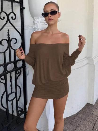 Women's Ruched Off-Shoulder Bodycon Dress