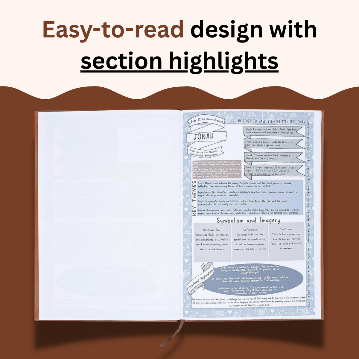 Bible Study Guide - easy to read design with section highlights
