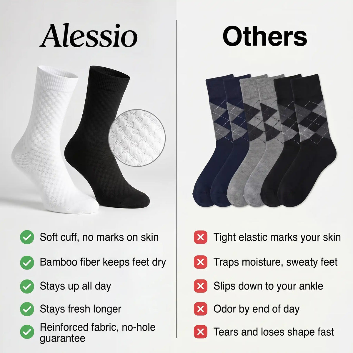 Alessio Premium Bamboo Crew Socks