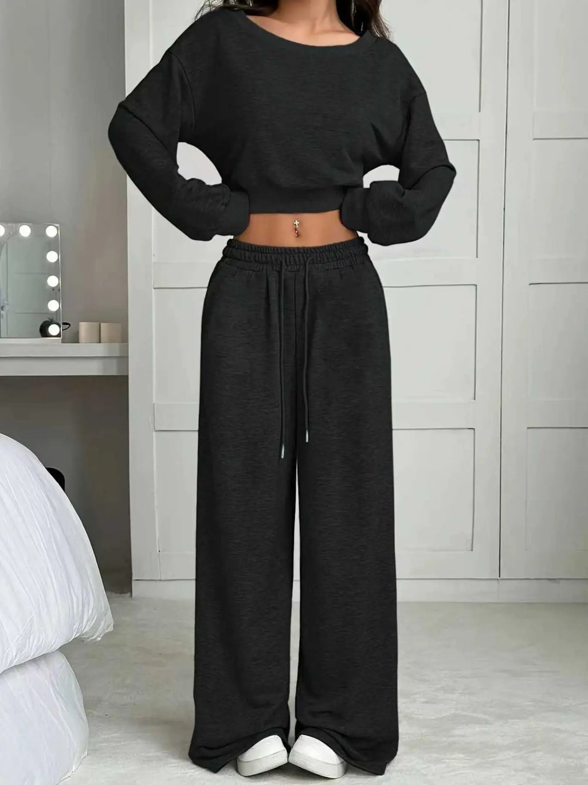 Women's Asymmetrical Shoulder Casual Set