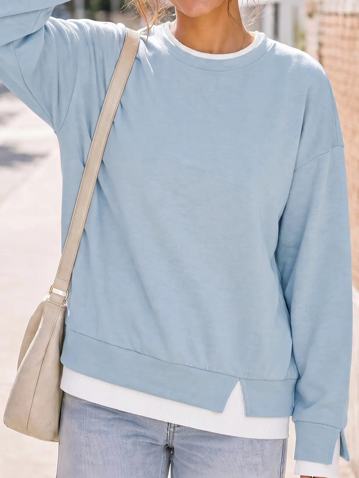 Women's Fake Two Piece Layered Sweatshirt