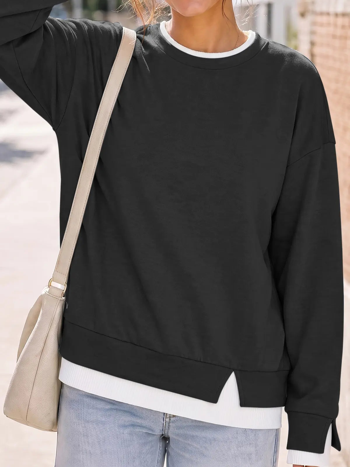 Women's Fake Two Piece Layered Sweatshirt