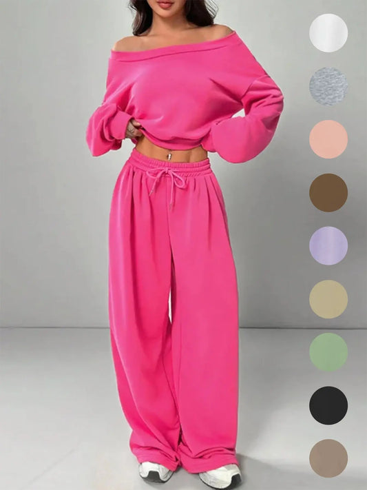 Women's Asymmetrical Shoulder Casual Set