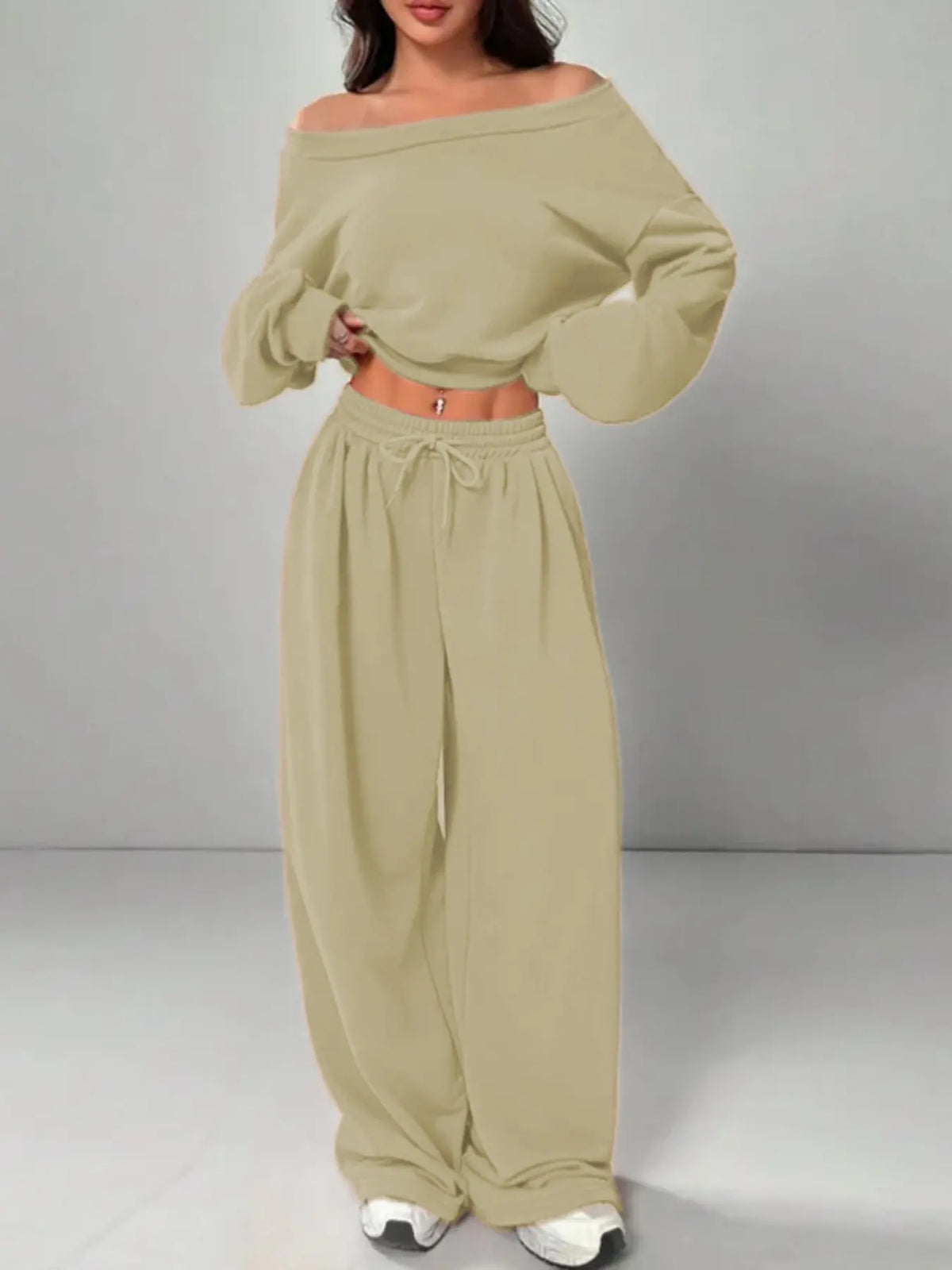 Women's Asymmetrical Shoulder Casual Set