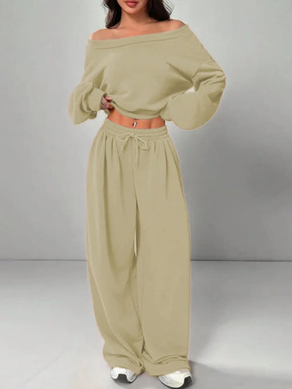 Women's Asymmetrical Shoulder Casual Set