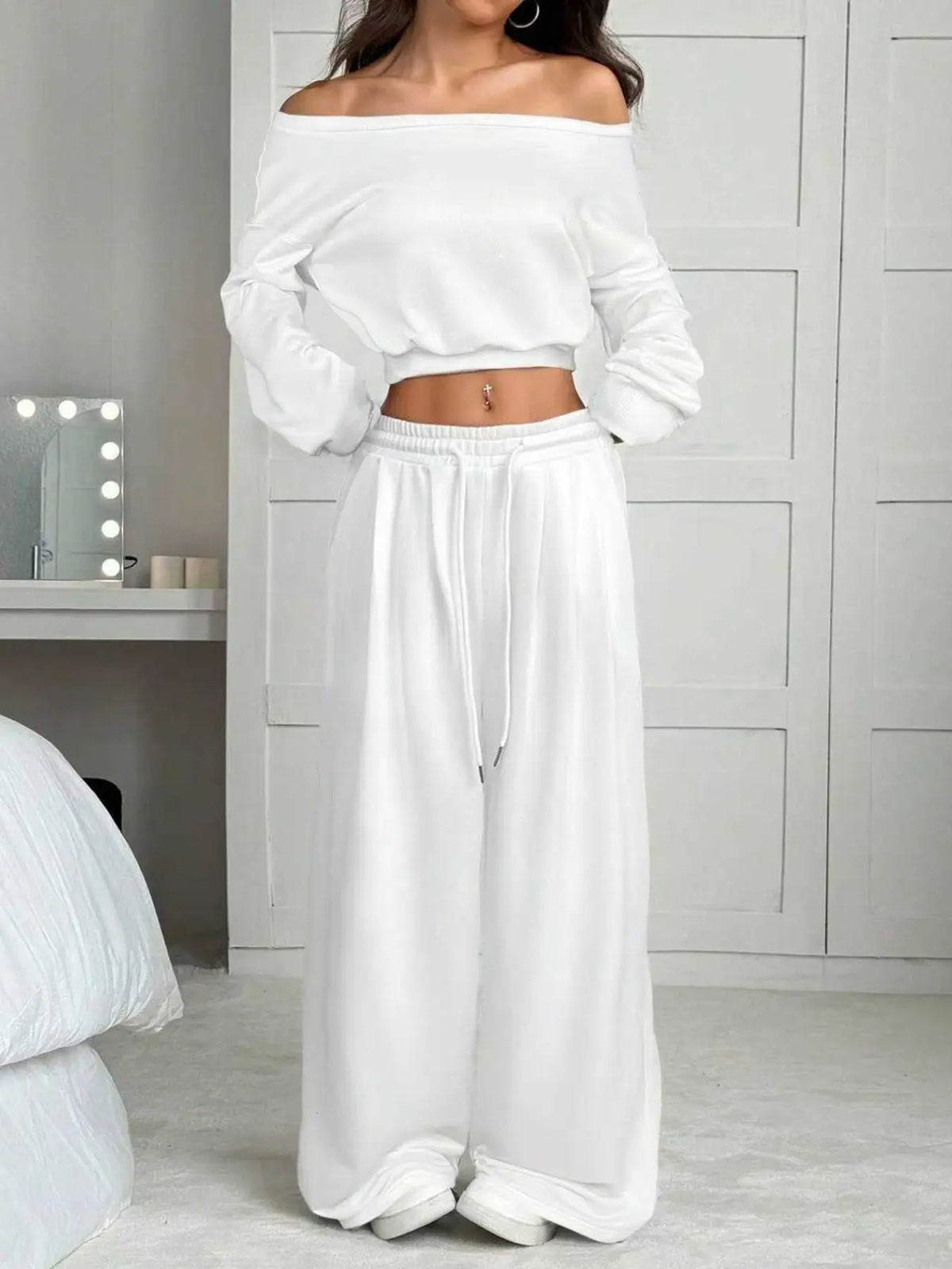 Women's Asymmetrical Shoulder Casual Set