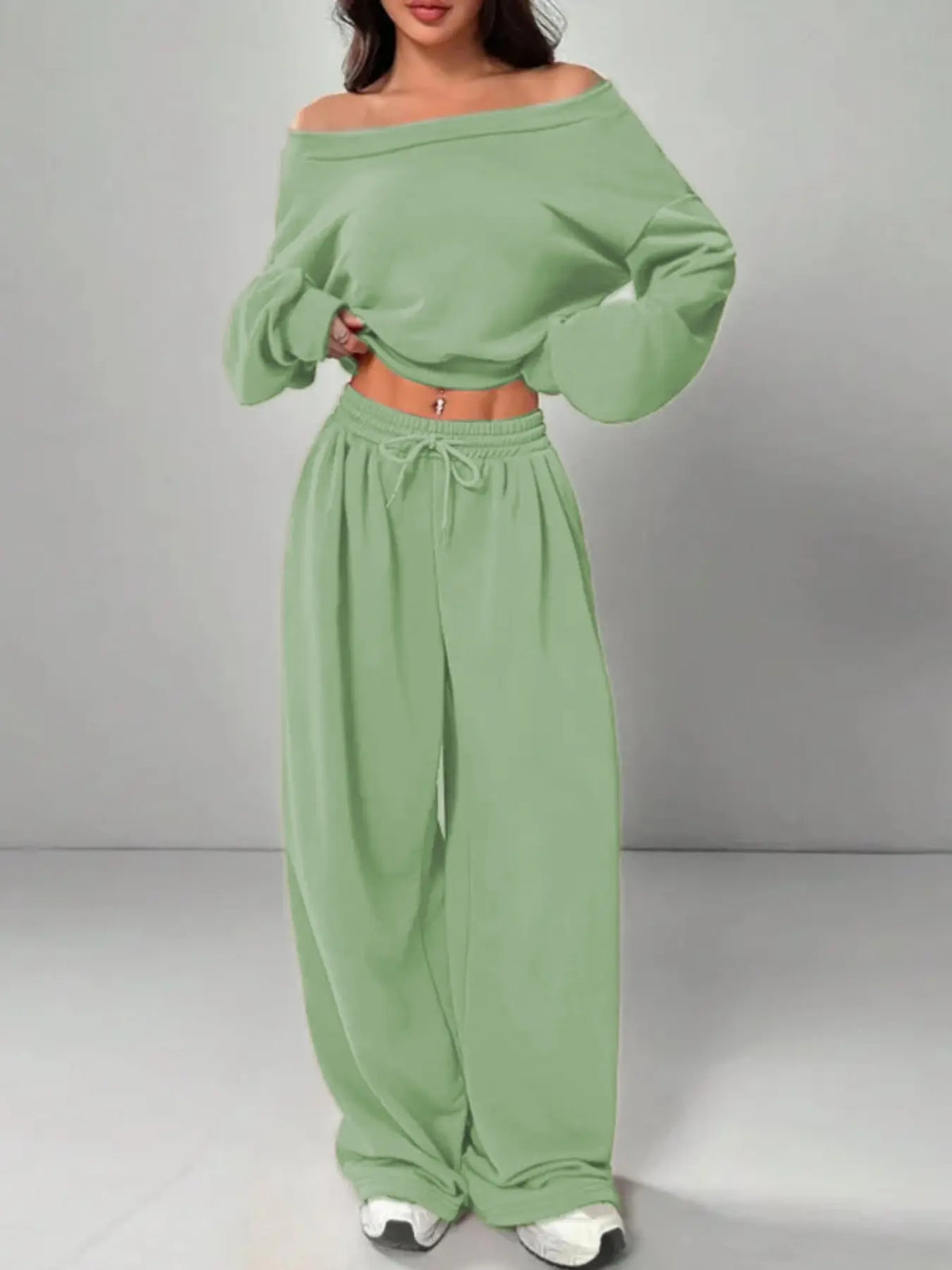 Women's Asymmetrical Shoulder Casual Set