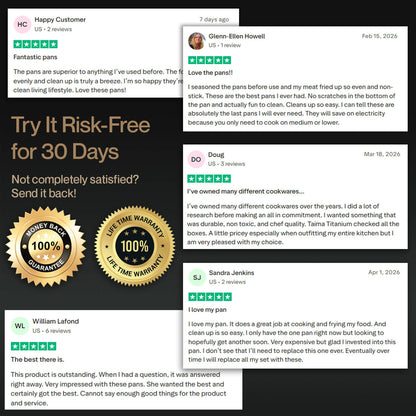 Product reviews and promotional text on a black background