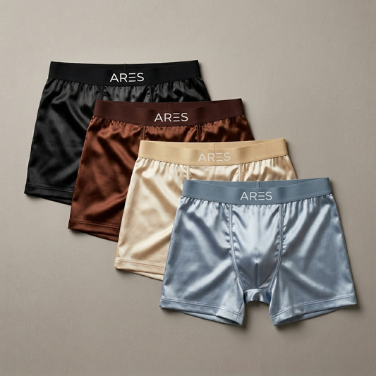 Men's premium silk boxer briefs in black