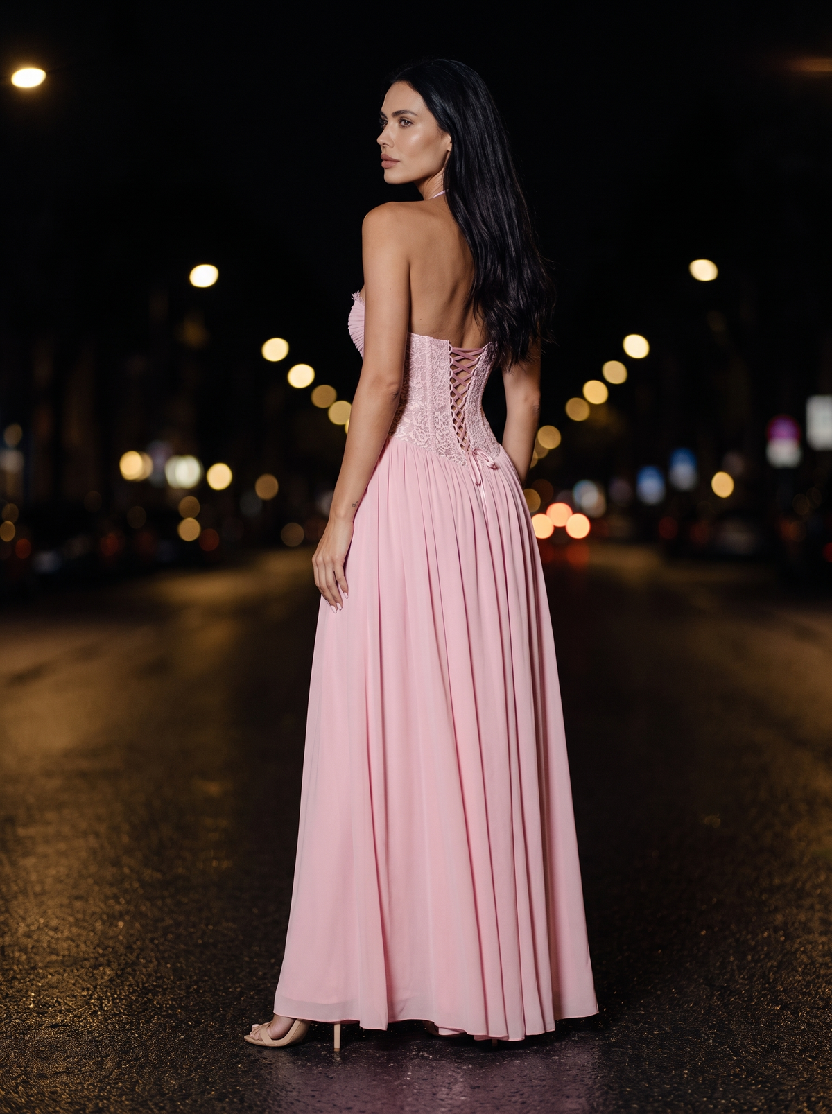 Aubrey Maxi Dress Pink back