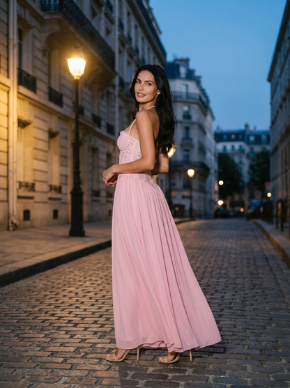 Aubrey Maxi Dress Pink Paris 2