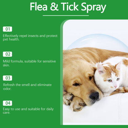 🥳2026 HOT SALE🥳💞50K+ SOLD!🍃🐾 50% OFF! Natural Flea & Tick Spray – Peppermint & tea tree oil, safe for cats & dogs. Soothes itchy skin, no harsh chemicals. Just spray & go. A gentle pest solution. 🌿✨