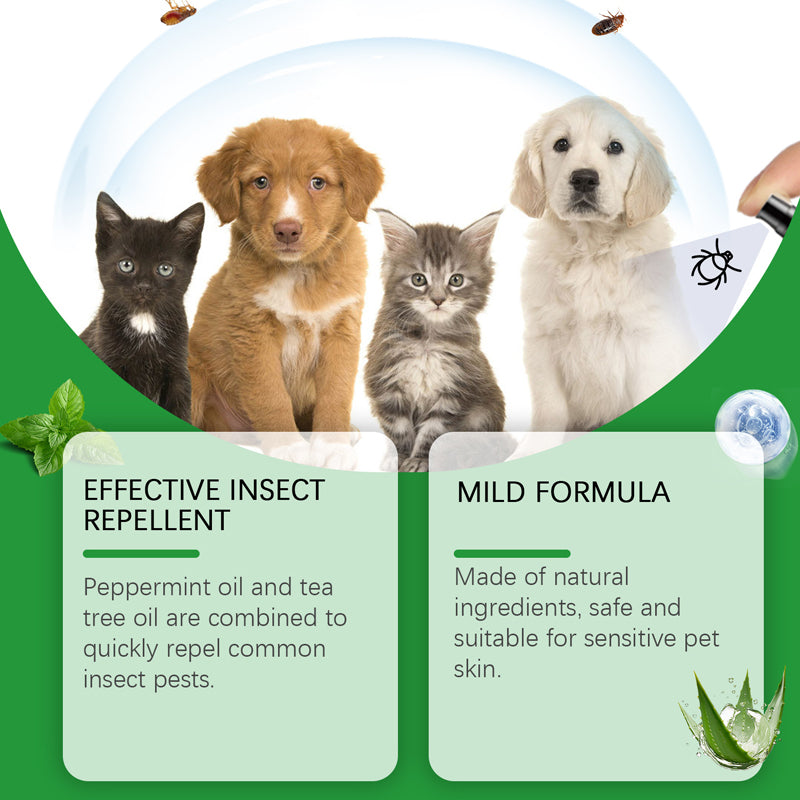 🥳2026 HOT SALE🥳💞50K+ SOLD!🍃🐾 50% OFF! Natural Flea & Tick Spray – Peppermint & tea tree oil, safe for cats & dogs. Soothes itchy skin, no harsh chemicals. Just spray & go. A gentle pest solution. 🌿✨
