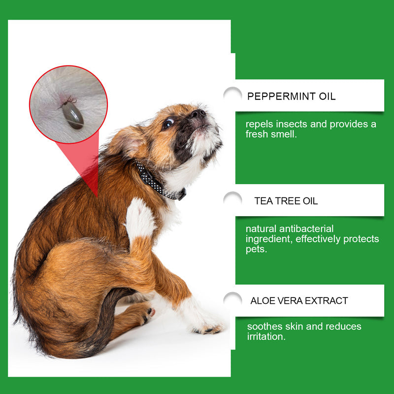 🥳2026 HOT SALE🥳💞50K+ SOLD!🍃🐾 50% OFF! Natural Flea & Tick Spray – Peppermint & tea tree oil, safe for cats & dogs. Soothes itchy skin, no harsh chemicals. Just spray & go. A gentle pest solution. 🌿✨