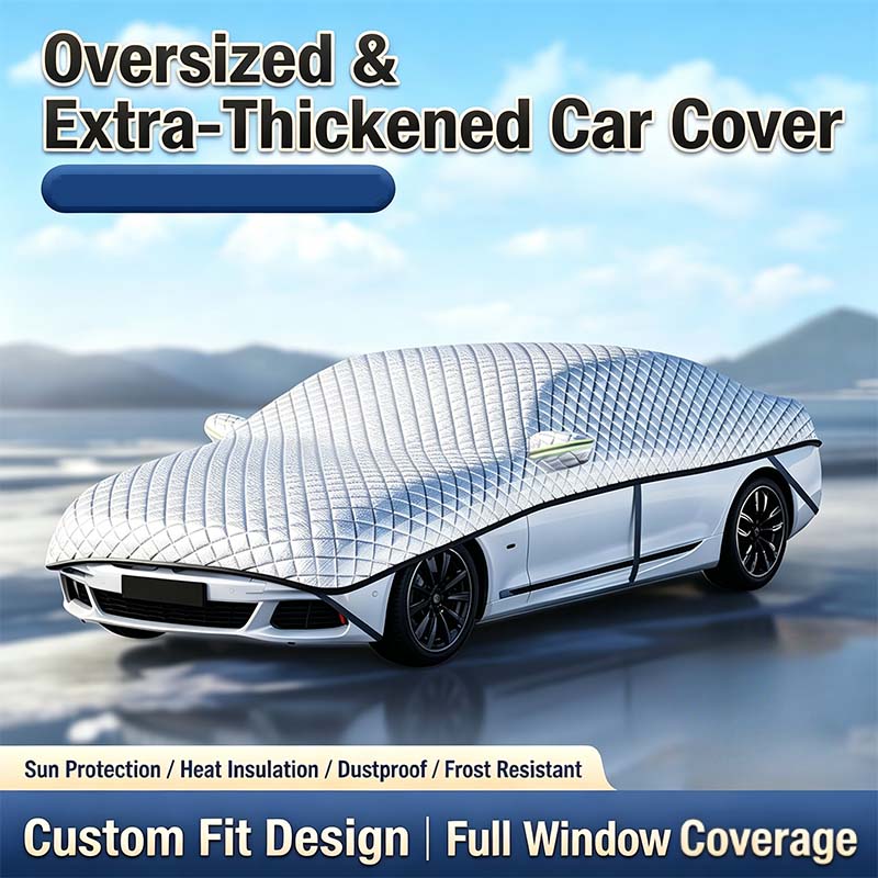 Thick partial car cover for sun and snow protection