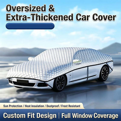 Thick partial car cover for sun and snow protection