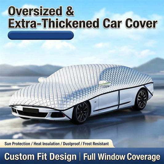 Thick partial car cover for sun and snow protection
