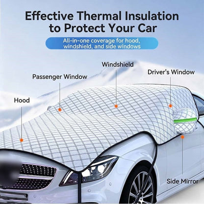 Thick partial car cover for sun and snow protection
