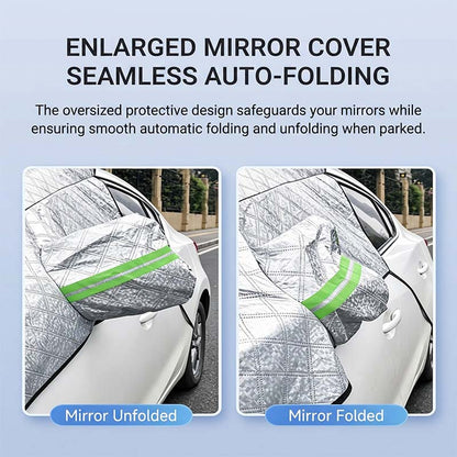 Thick partial car cover for sun and snow protection
