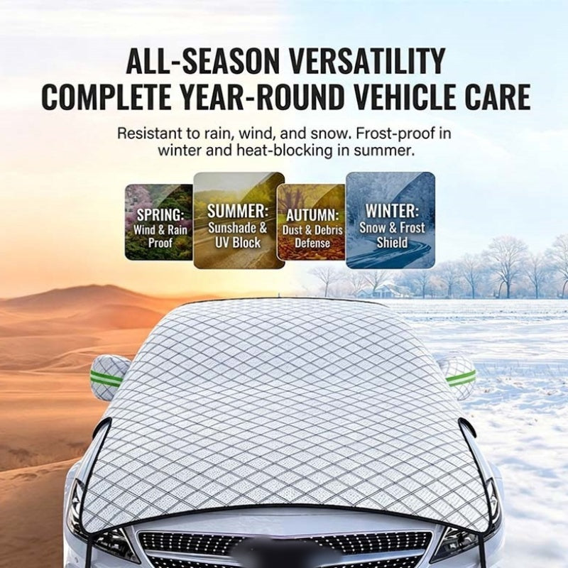 Thick partial car cover for sun and snow protection