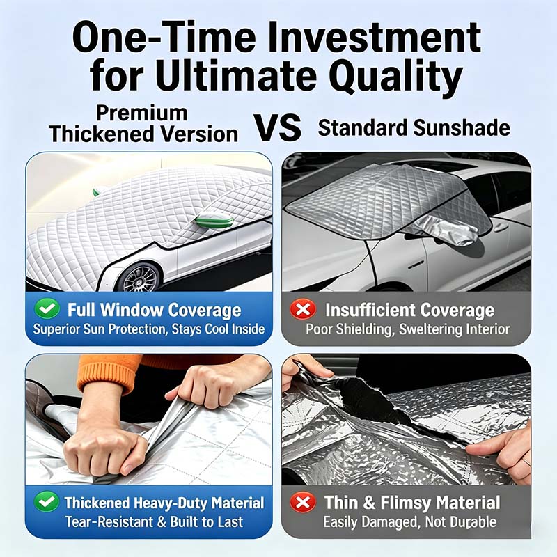 Thick partial car cover for sun and snow protection