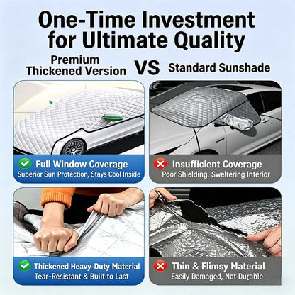 Thick partial car cover for sun and snow protection