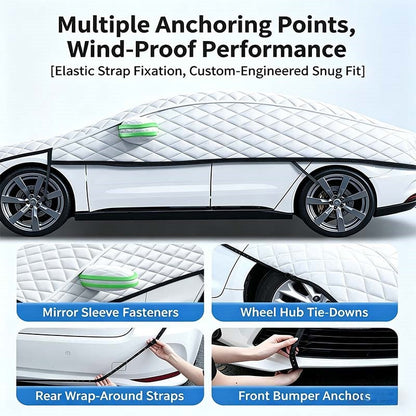 Thick partial car cover for sun and snow protection