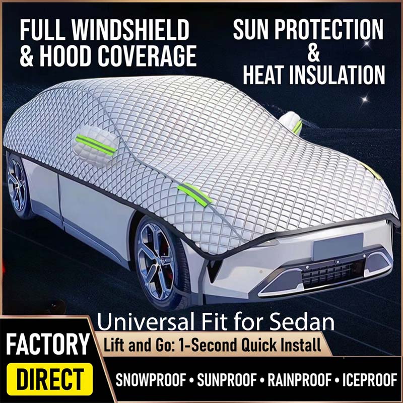 Thick partial car cover for sun and snow protection